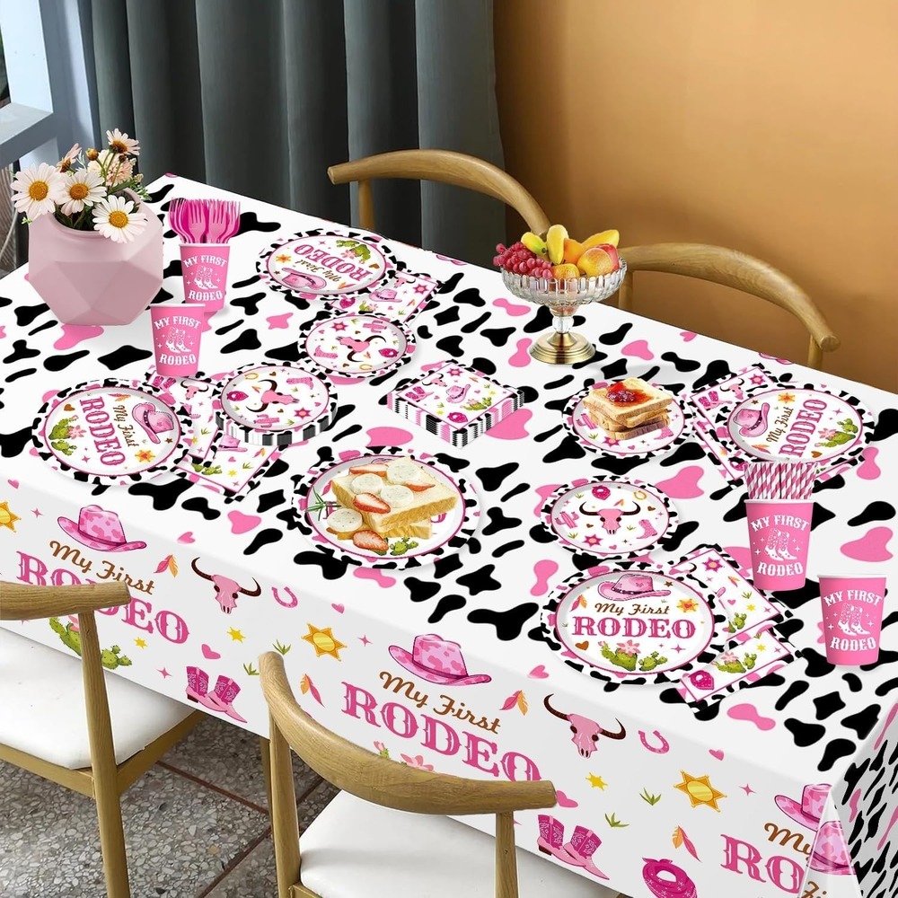 Yingoto 131Pcs My First Rodeo Decorations Girl, Rodeo Plates, 1st Rodeo Birthday - Picture 4 of 6